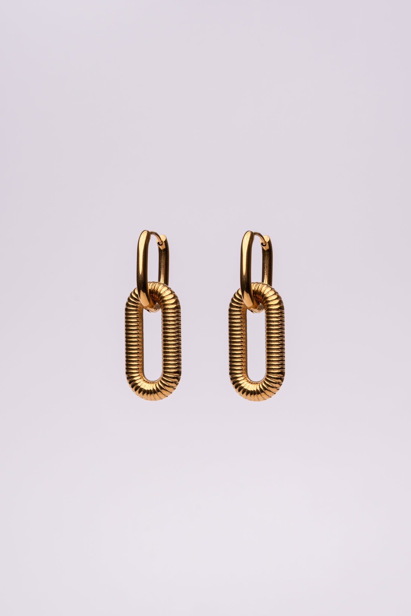 Pendiente eslabón colgante acero oro 18k mujer