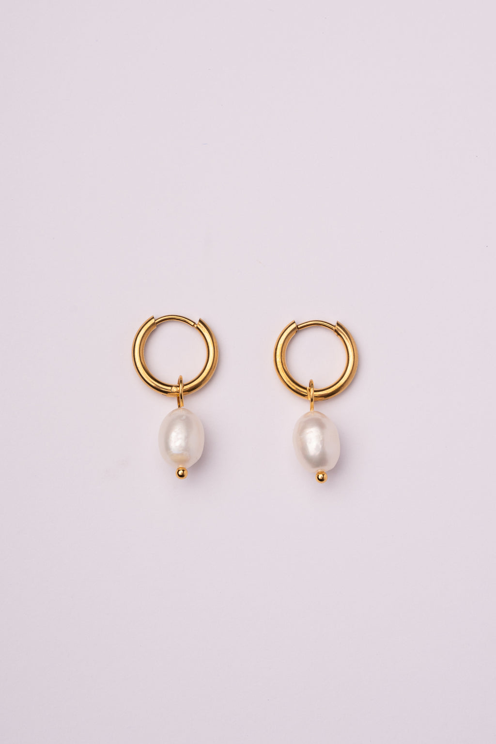 Pendiente con perla colgante de acero oro 18k mujer