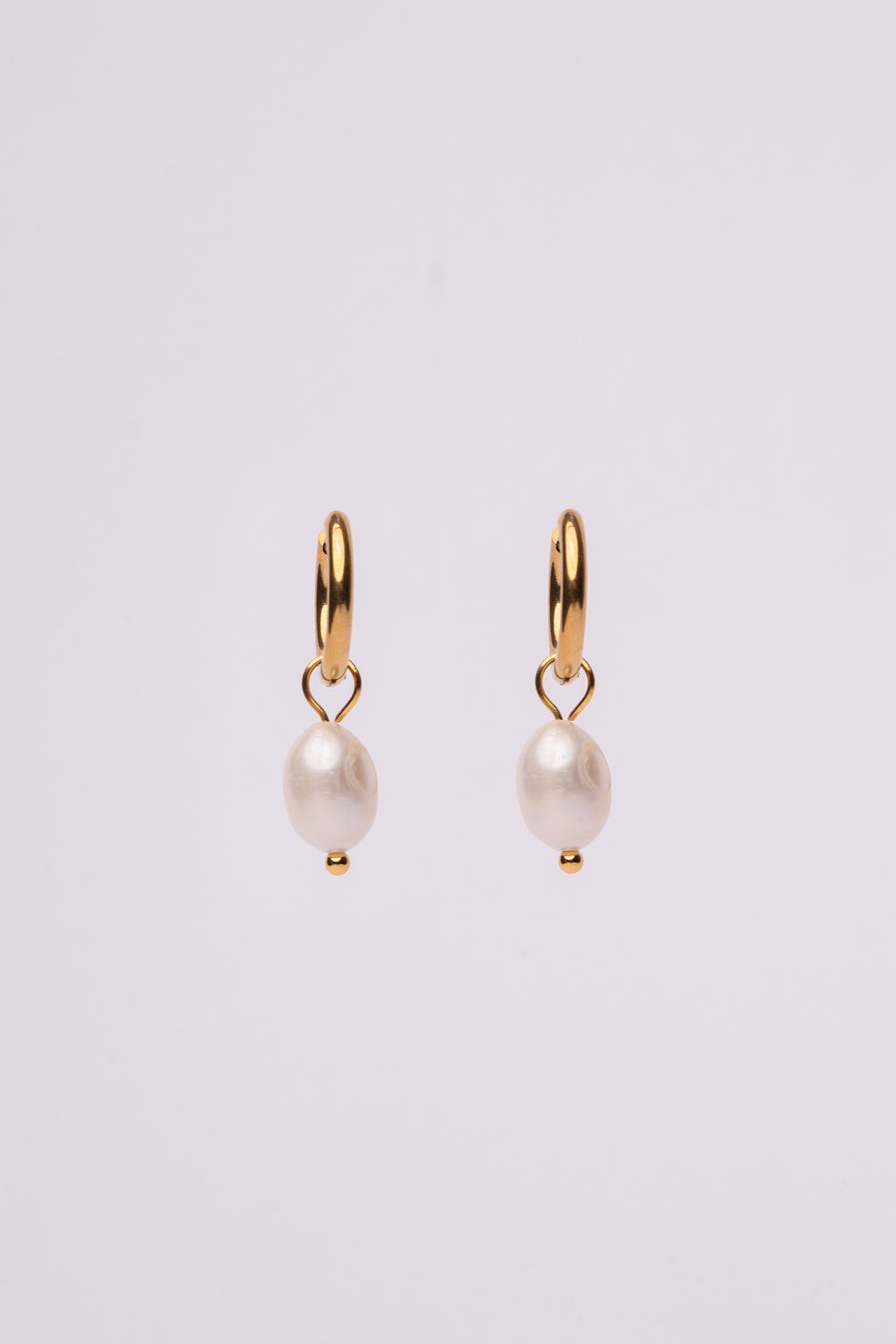 Pendiente con perla colgante de acero oro 18k mujer