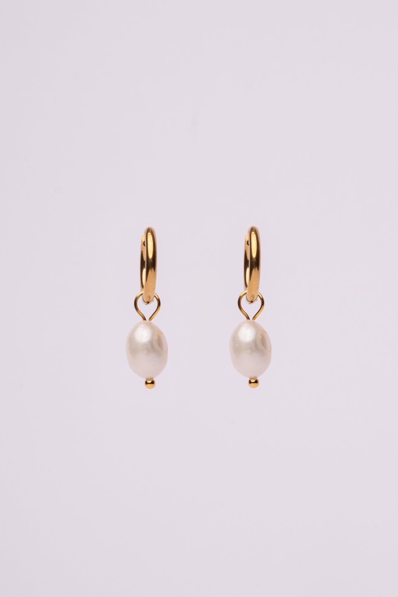 Pendiente con perla colgante de acero oro 18k mujer