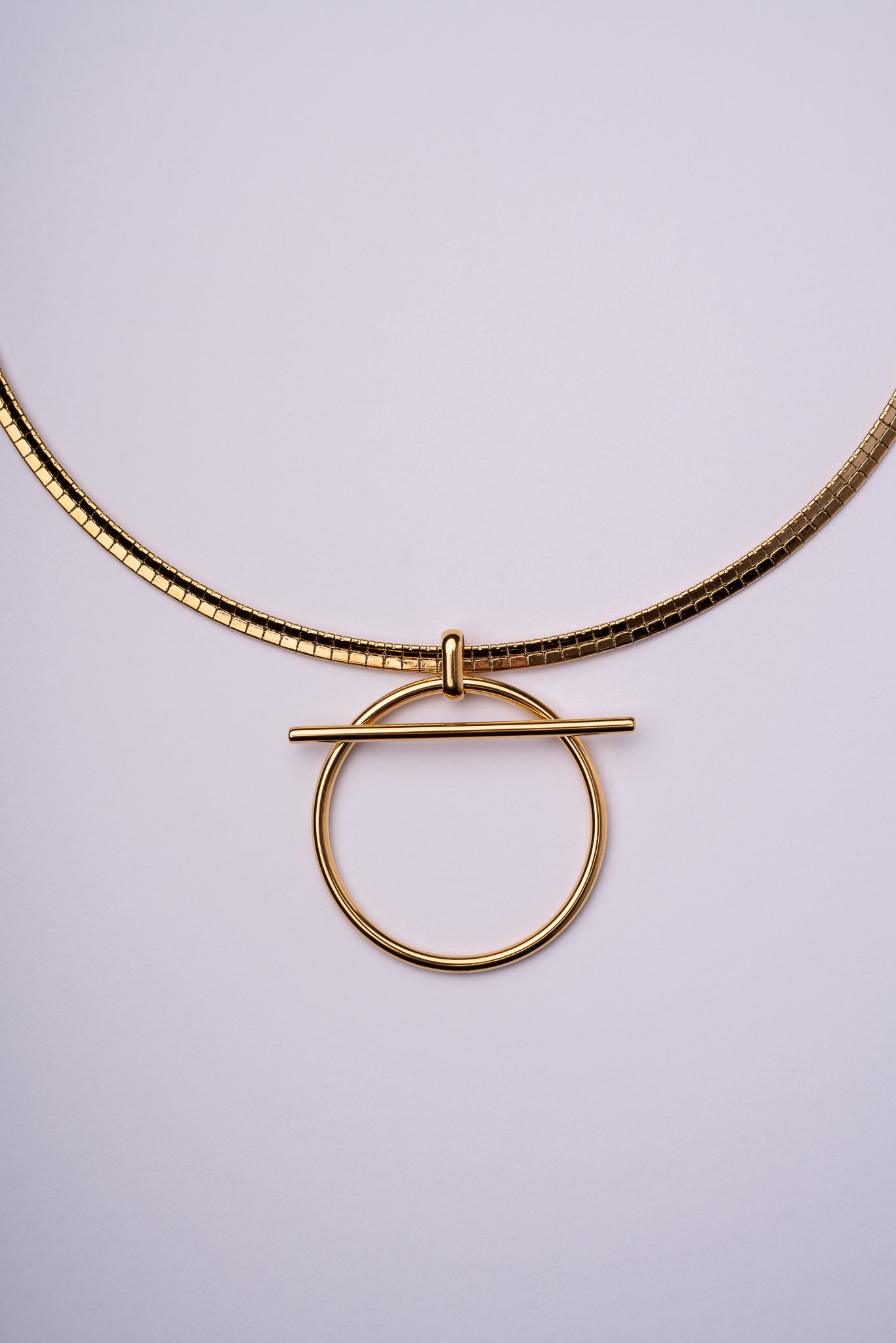Collar rigido aro acero oro 18k mujer