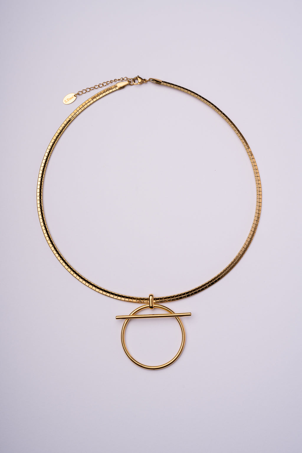 Collar rigido aro acero oro 18k mujer