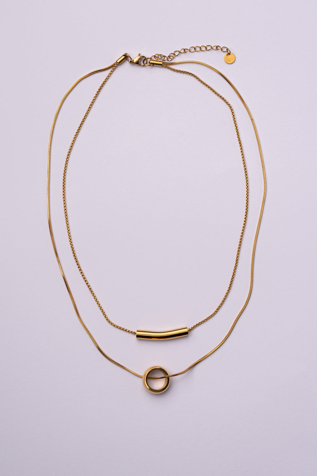 Collar doble pieza acero oro 18k mujer