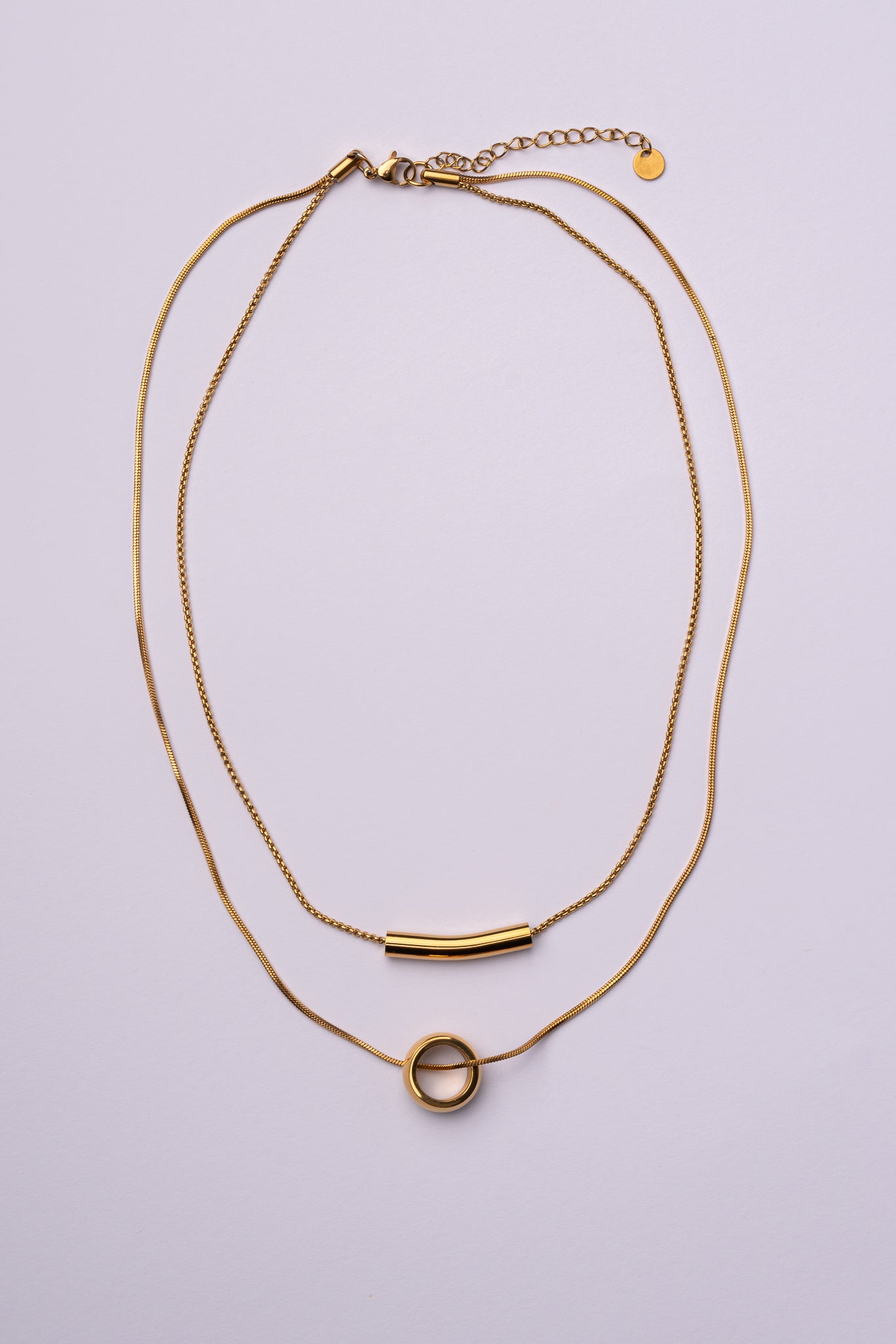 Collar doble pieza acero oro 18k mujer