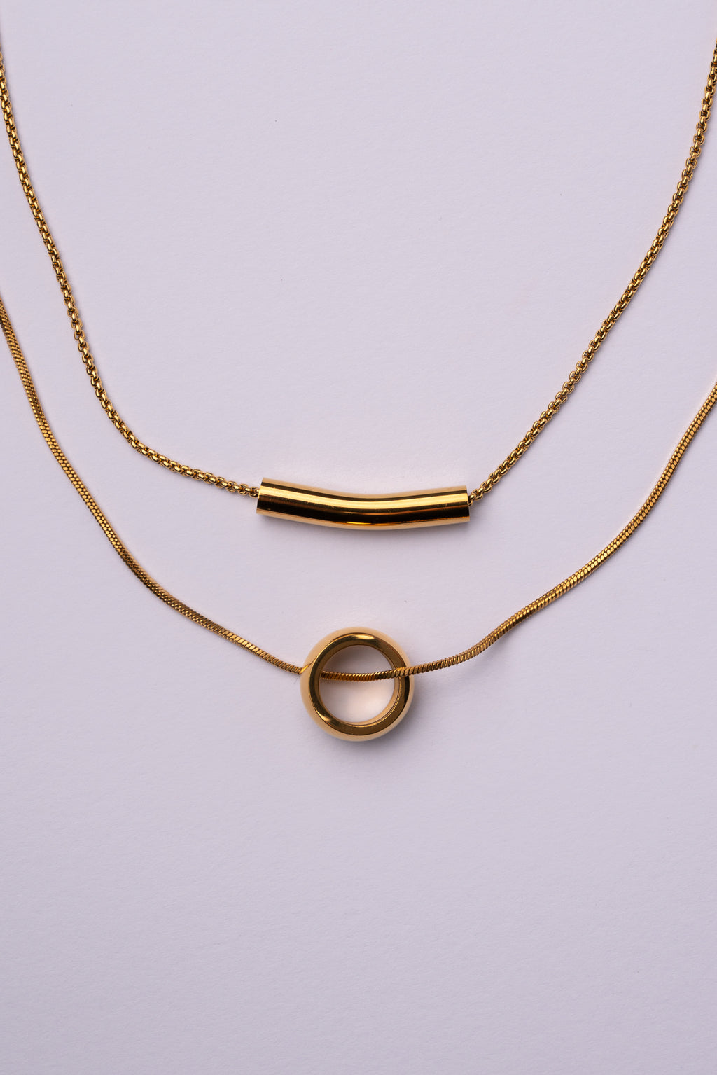 Collar doble pieza acero oro 18k mujer