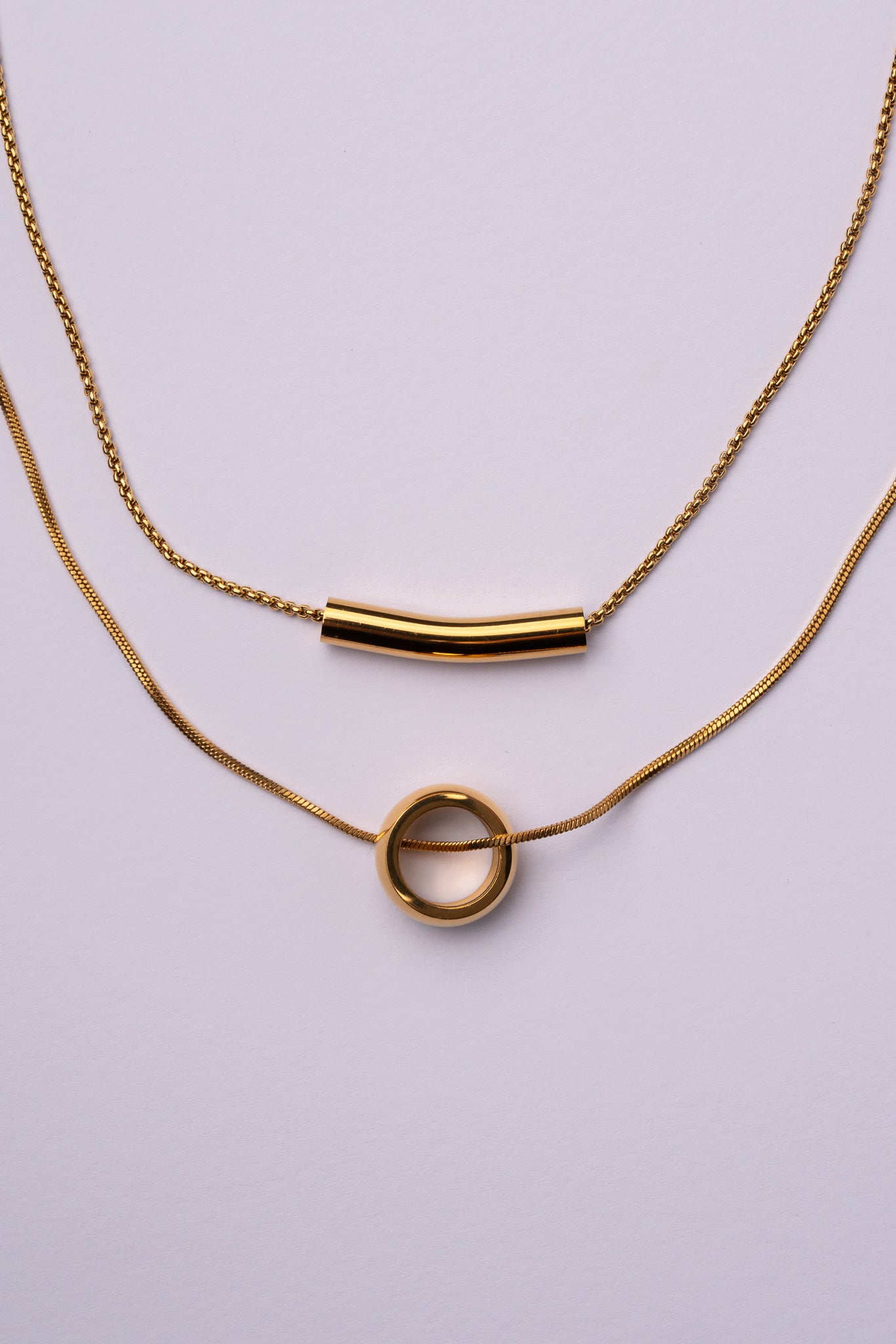 Collar doble pieza acero oro 18k mujer