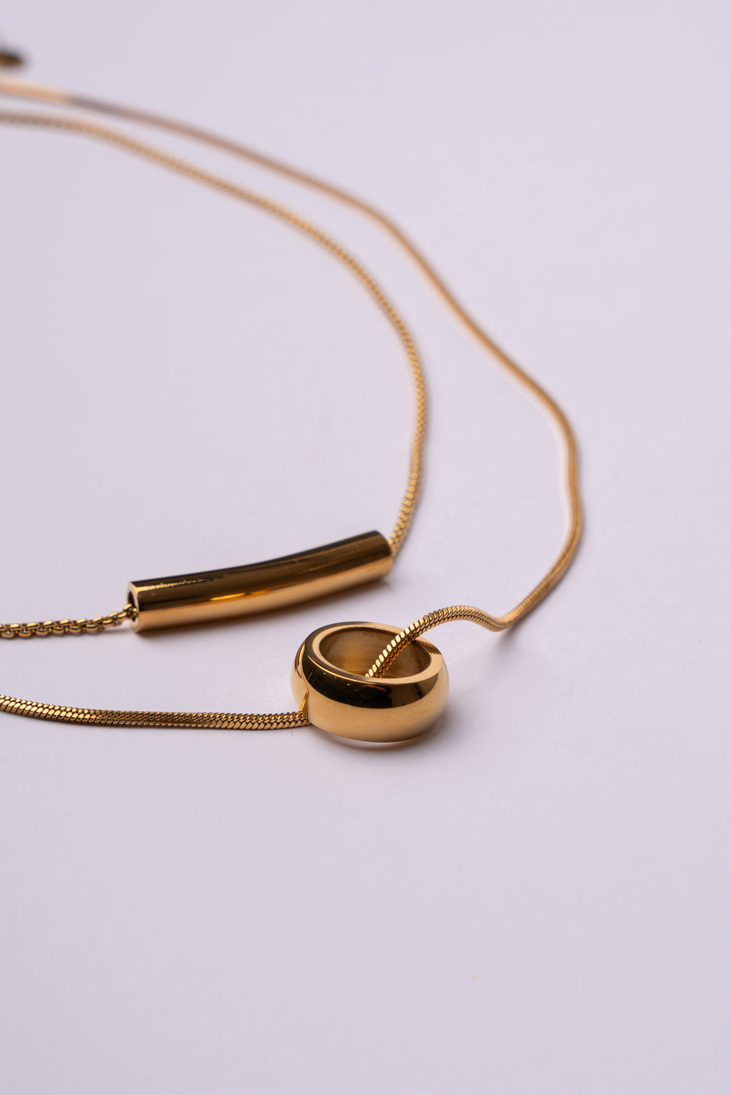 Collar doble pieza acero oro 18k mujer