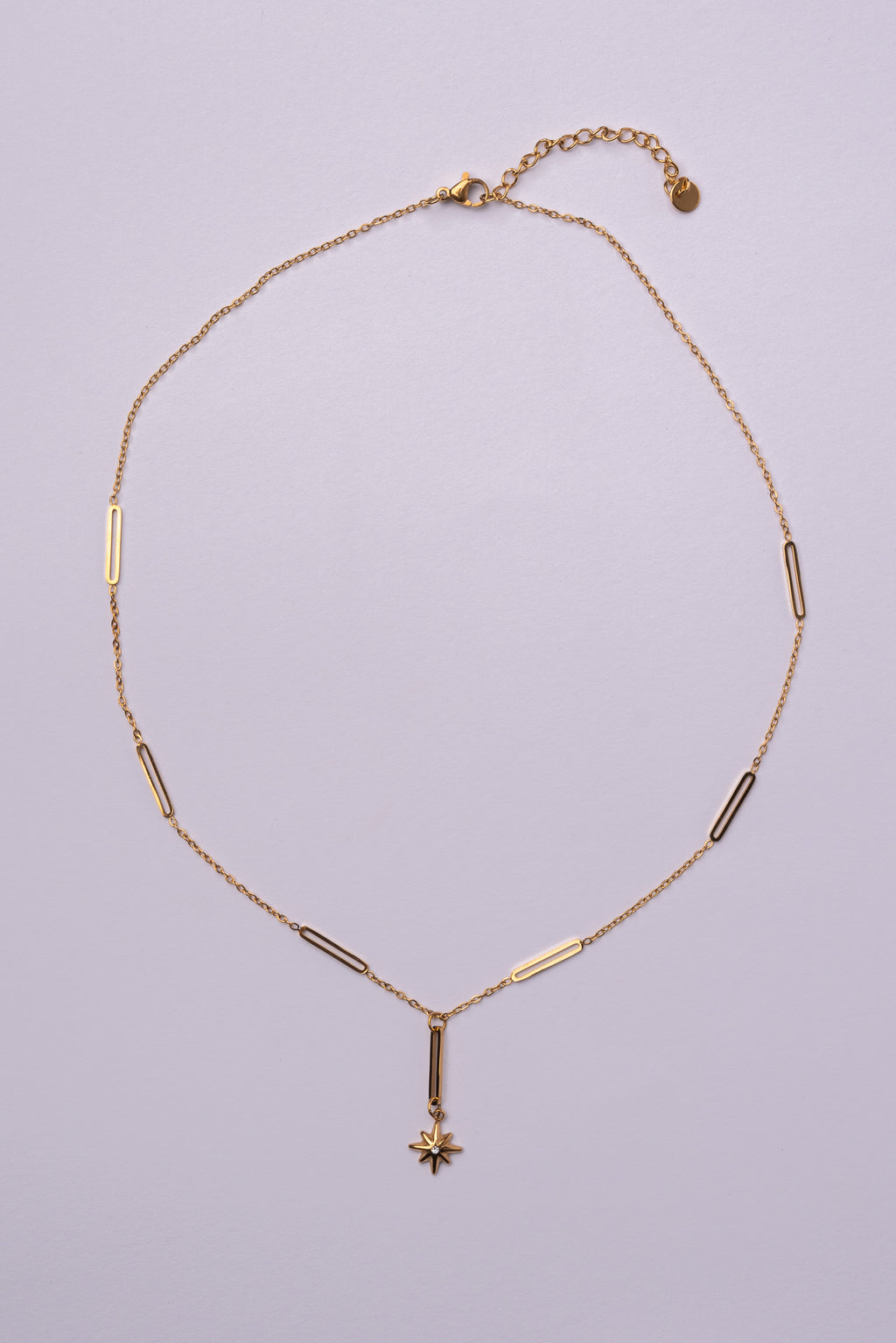 Collar estrella del norte acero oro 18k mujer