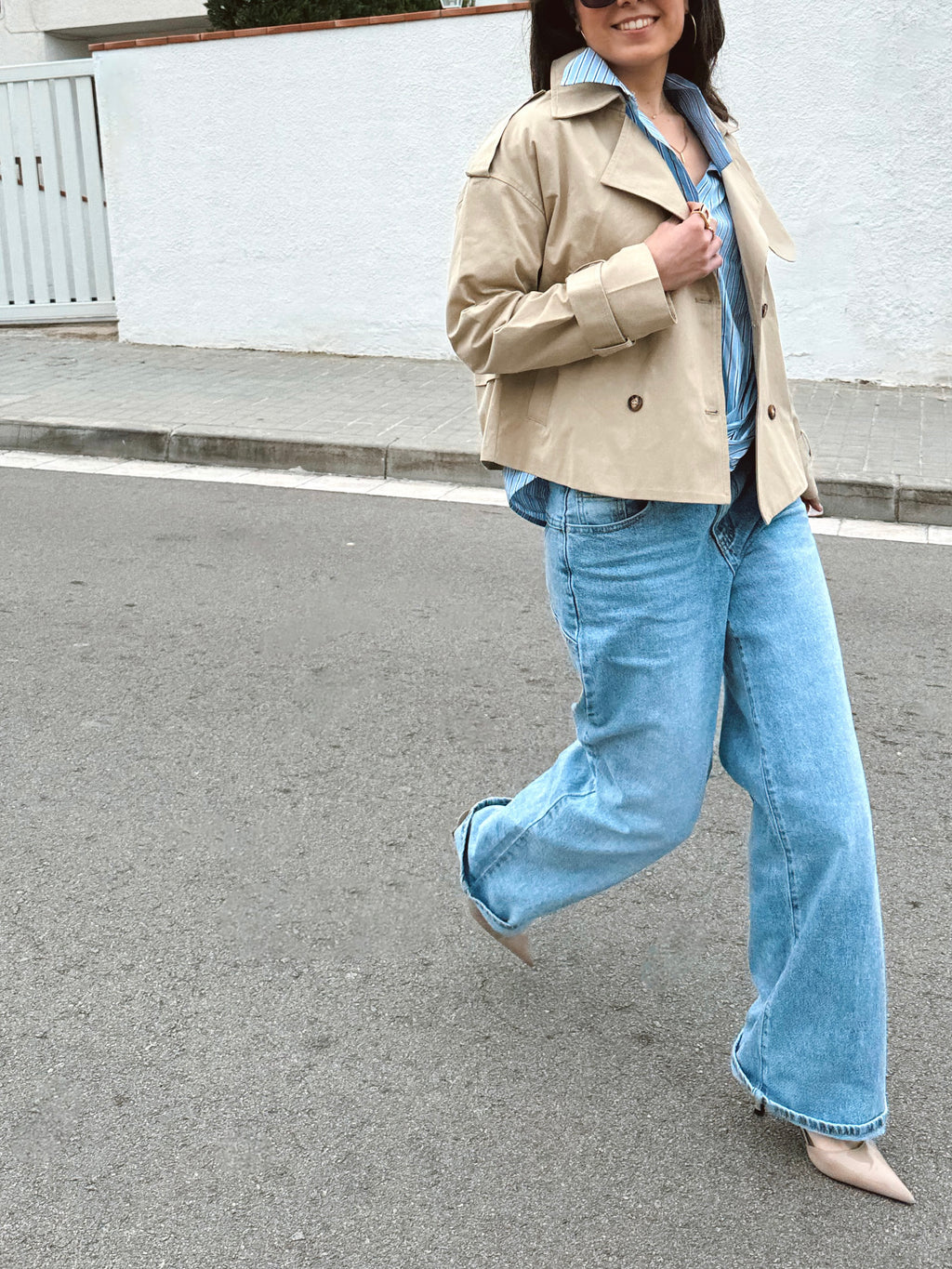 Pantalón jeans bolsillo star mujer azul