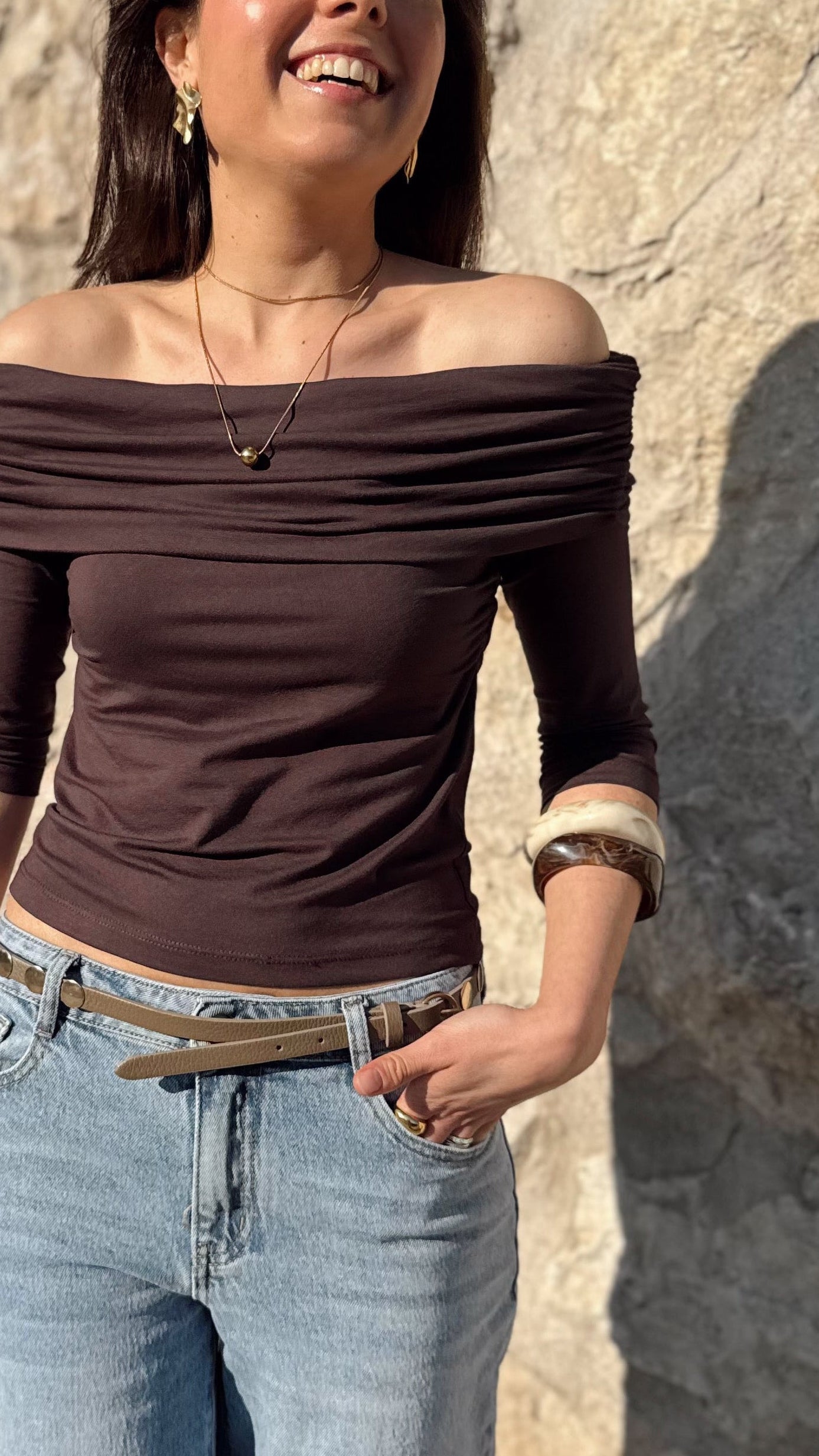 Top escote bardot mujer
