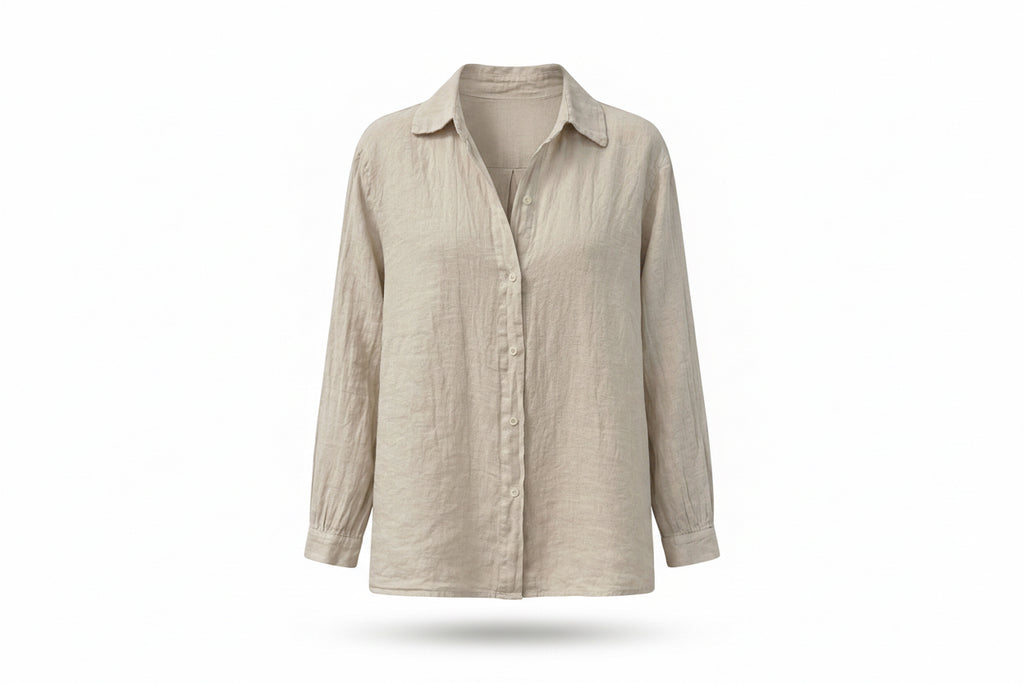 Camisa manga larga 100% lino manga larga mujer