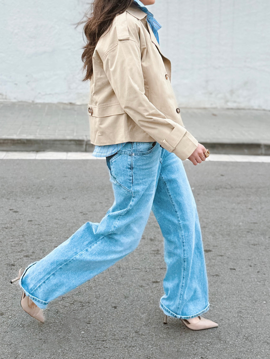 Pantalón jeans bolsillo star mujer azul