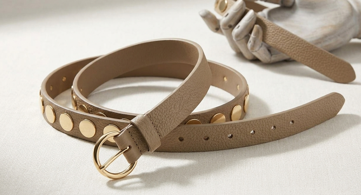 Cinturón piel tachas mujer