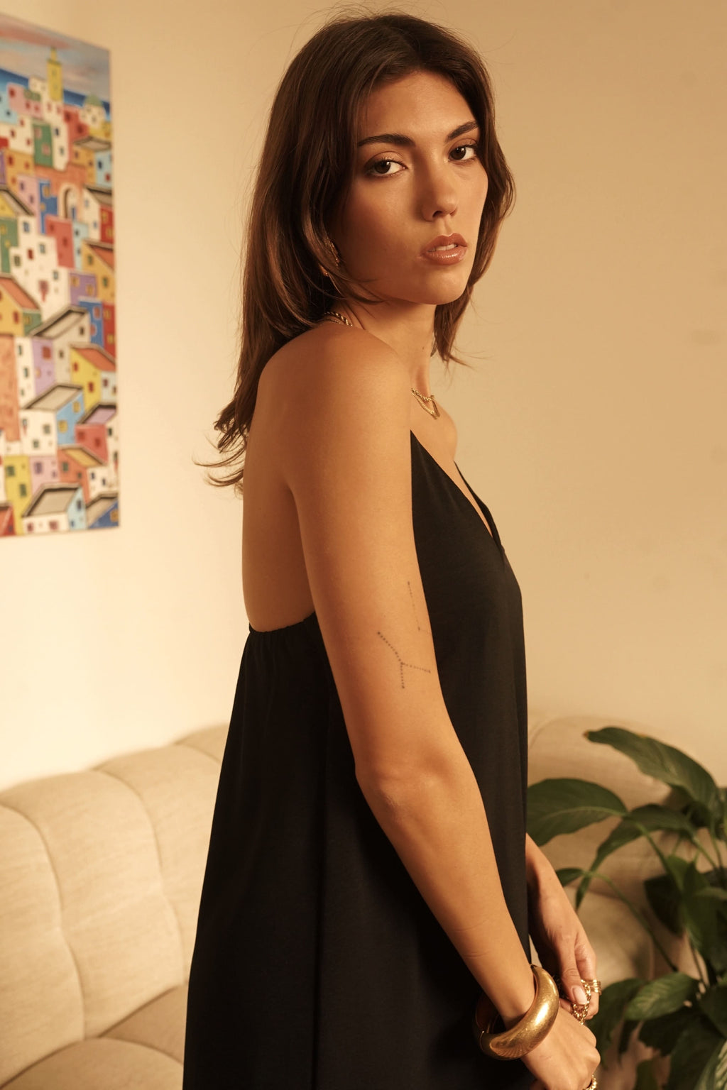 Vestido largo fluido verano mujer en negro