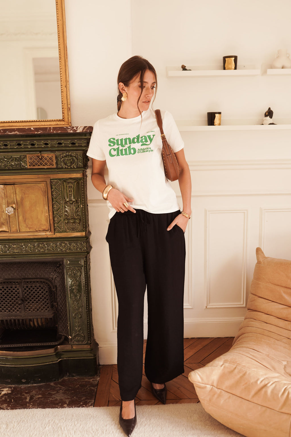 Camiseta manga corta y cuello redondo algodón mujer blanca