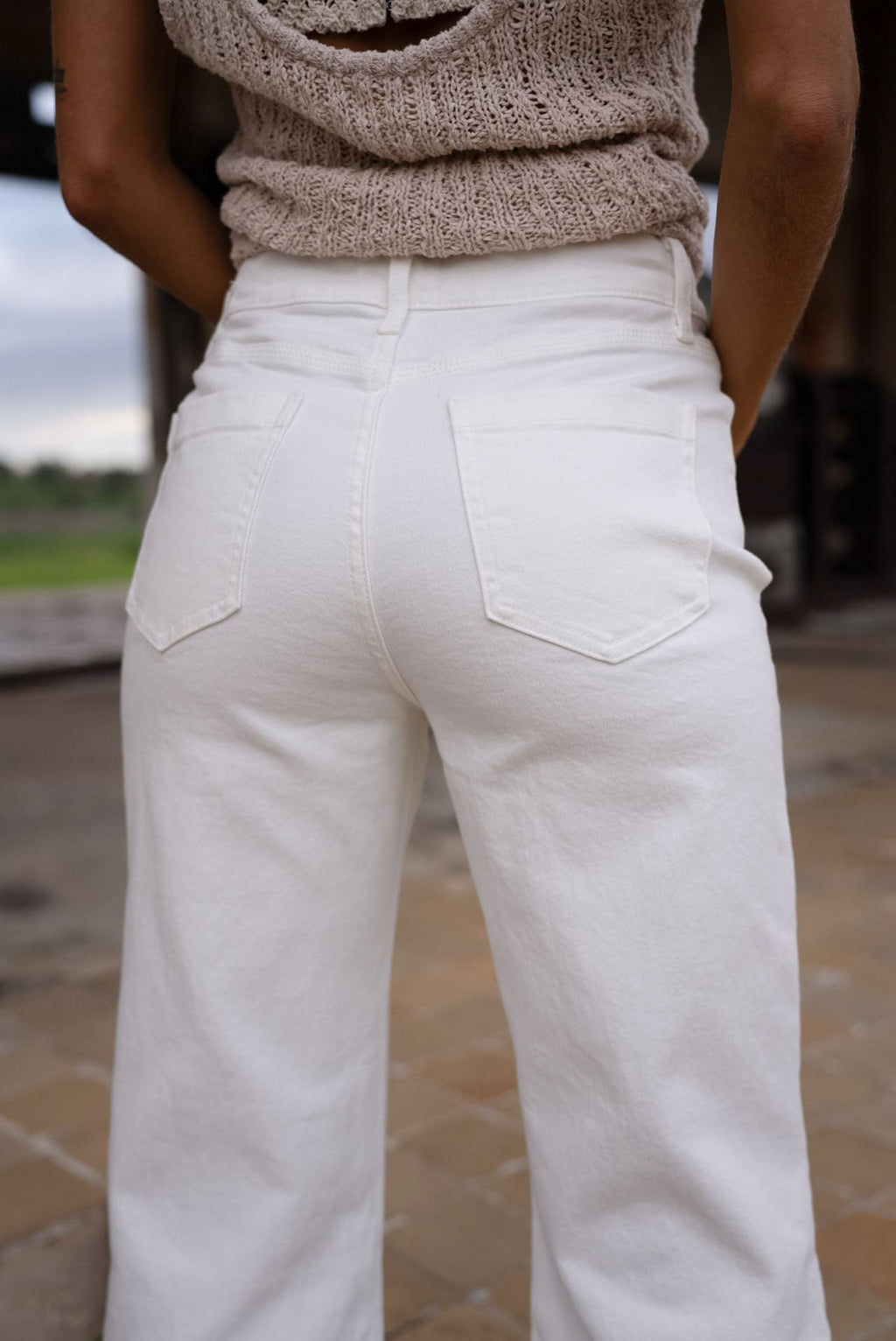 Pantalón jeans denim algodón mujer blanco