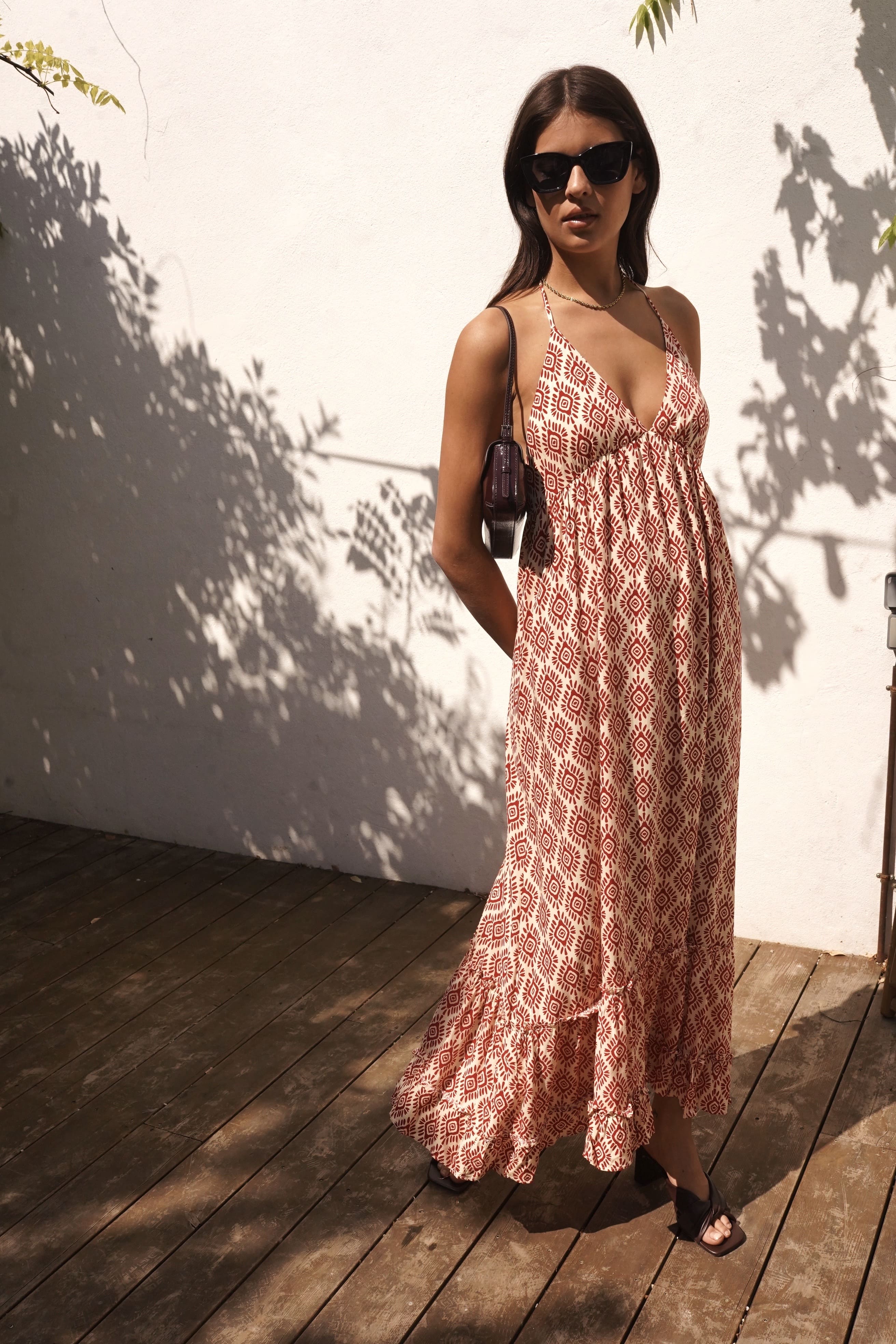 Vestido boho y espalda descubierta mujer estampado