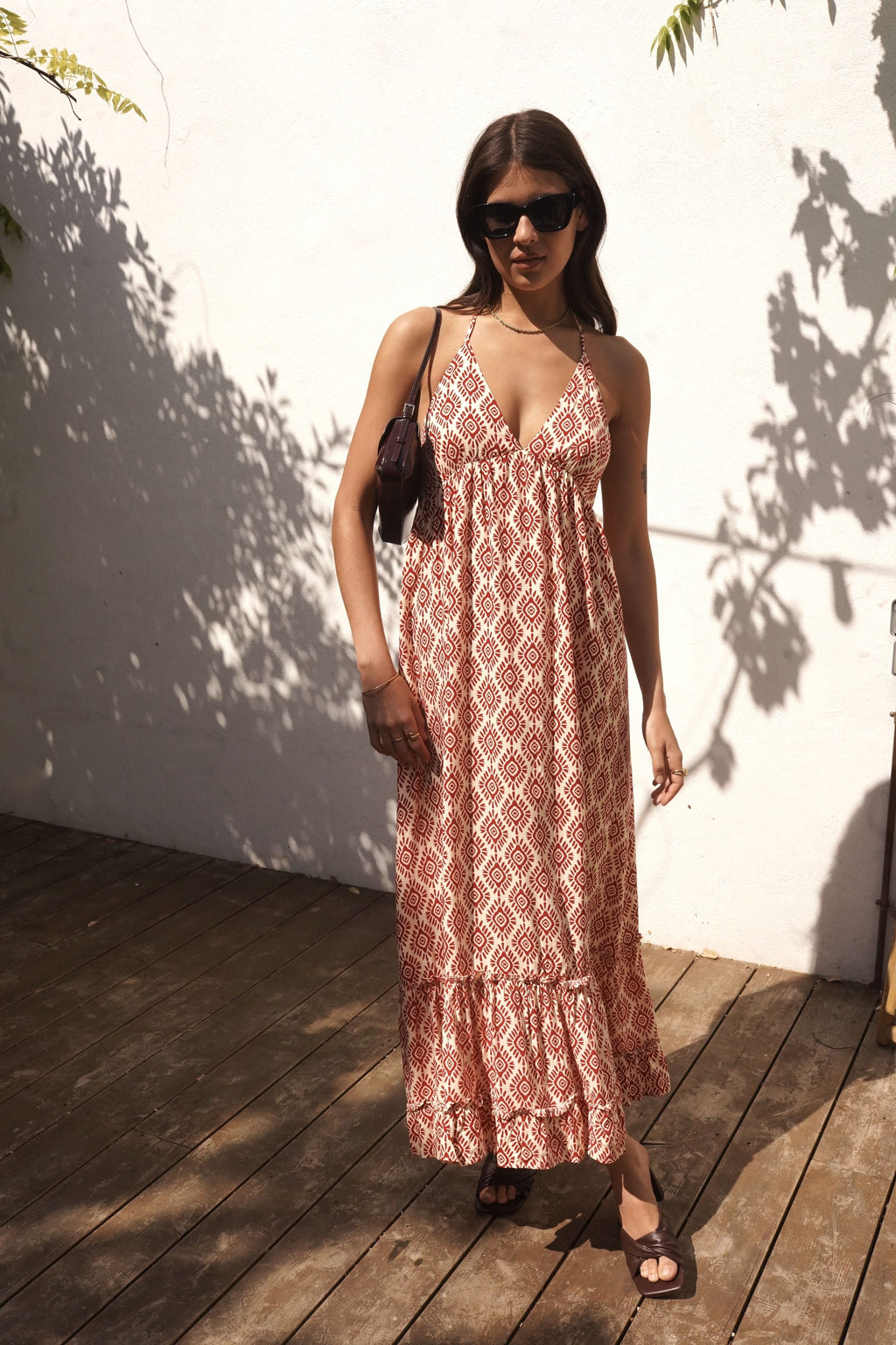 Vestido boho y espalda descubierta mujer estampado