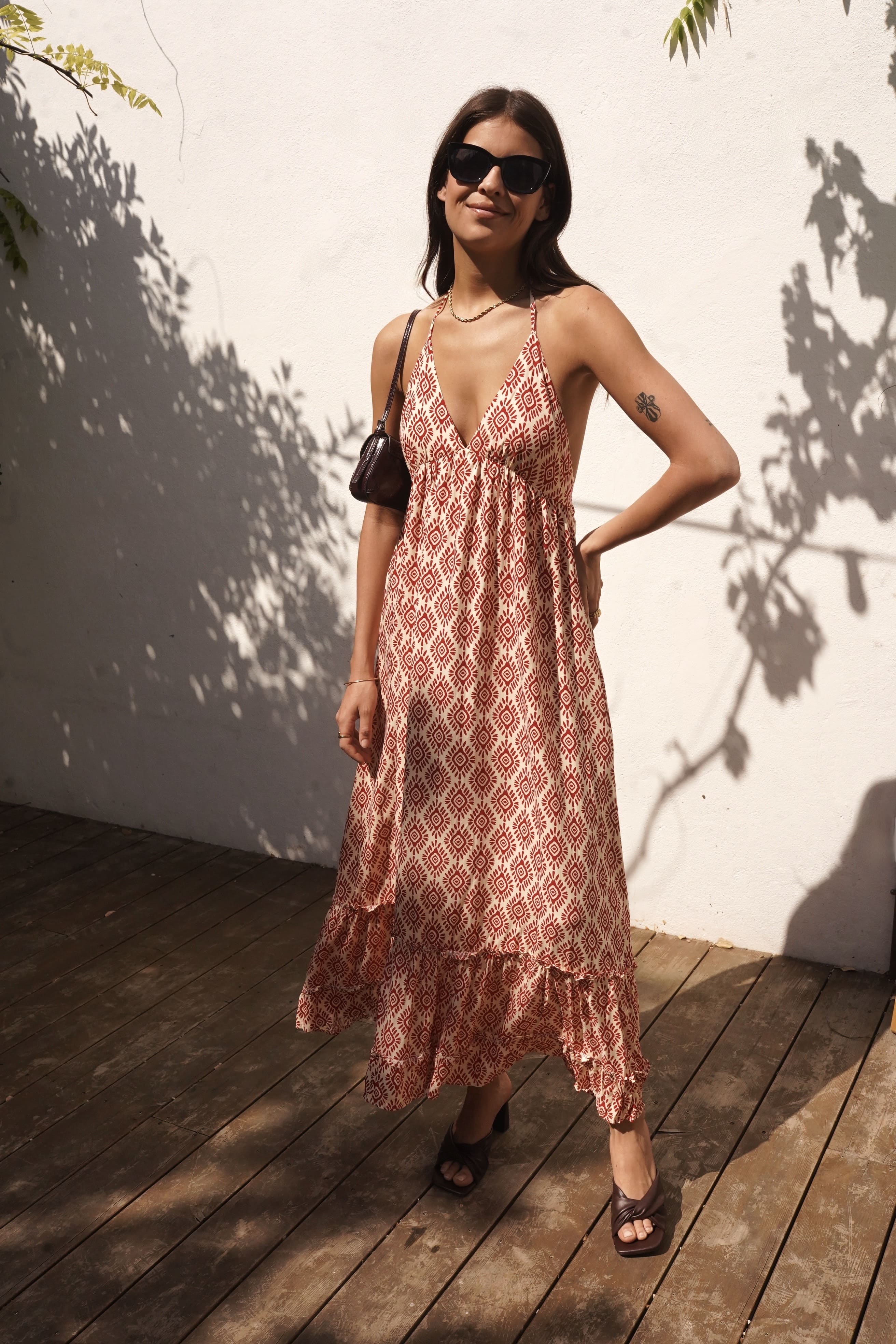 Vestido boho y espalda descubierta mujer estampado