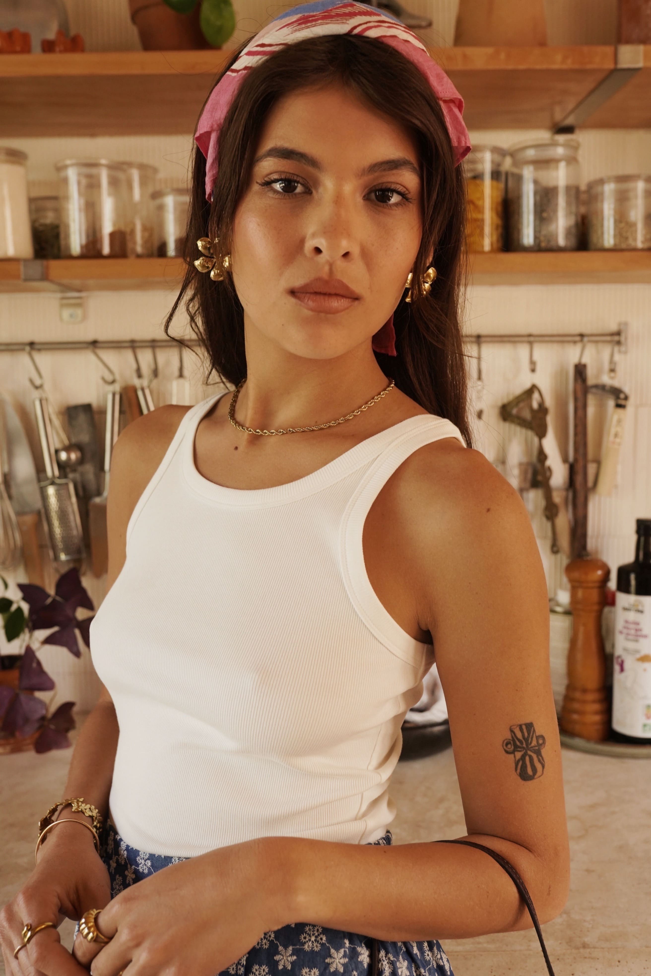 Tank top camiseta tirantes mujer blanca