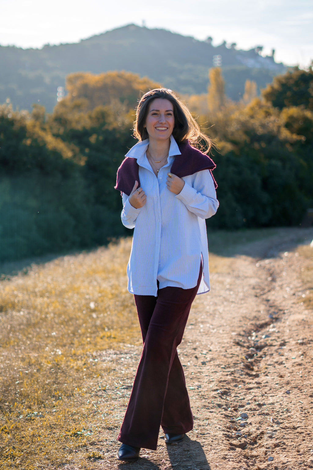 PANTALÓN CANDELA PANA GRANATE